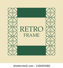 Vector vintage border frame with retro ornament pattern. Decorative design