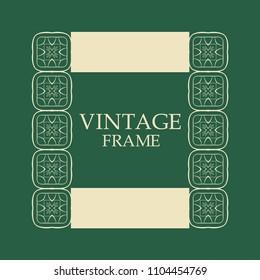 Vector vintage border frame with retro ornament pattern. Decorative design