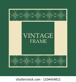 Vector vintage border frame with retro ornament pattern. Decorative design