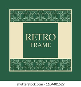 Vector vintage border frame with retro ornament pattern. Decorative design
