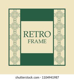 Vector vintage border frame with retro ornament pattern. Decorative design