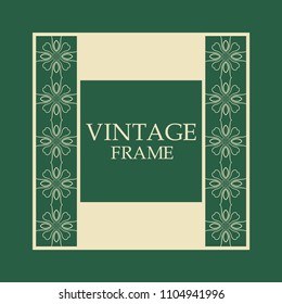 Vector vintage border frame with retro ornament pattern. Decorative design