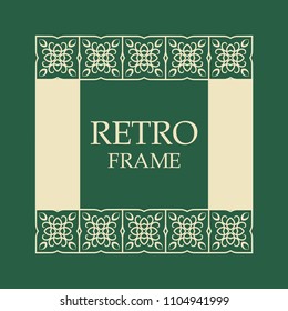 Vector vintage border frame with retro ornament pattern. Decorative design
