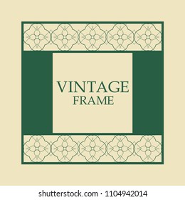 Vector vintage border frame with retro ornament pattern. Decorative design