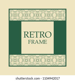 Vector vintage border frame with retro ornament pattern. Decorative design