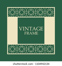 Vector vintage border frame with retro ornament pattern. Decorative design