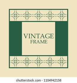 Vector vintage border frame with retro ornament pattern. Decorative design