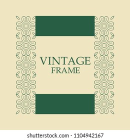 Vector vintage border frame with retro ornament pattern. Decorative design