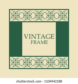 Vector vintage border frame with retro ornament pattern. Decorative design