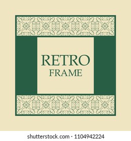 Vector vintage border frame with retro ornament pattern. Decorative design