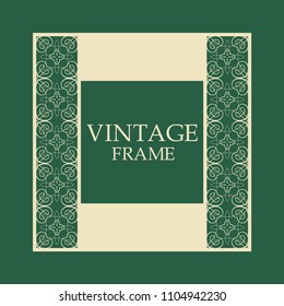 Vector vintage border frame with retro ornament pattern. Decorative design
