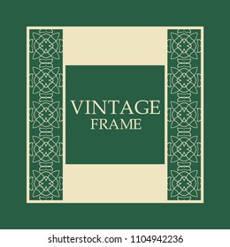 Vector vintage border frame with retro ornament pattern. Decorative design
