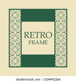 Vector vintage border frame with retro ornament pattern. Decorative design