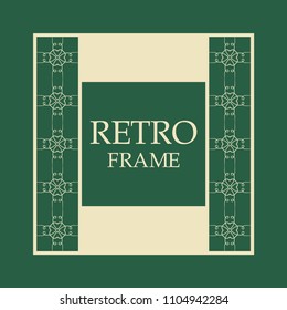 Vector vintage border frame with retro ornament pattern. Decorative design