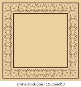 Vector vintage border frame with retro ornament pattern. Decorative design