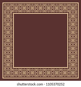 Vector vintage border frame with retro ornament pattern. Decorative design