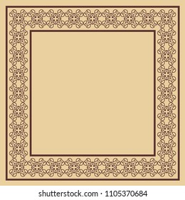 Vector vintage border frame with retro ornament pattern. Decorative design