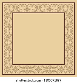 Vector vintage border frame with retro ornament pattern. Decorative design
