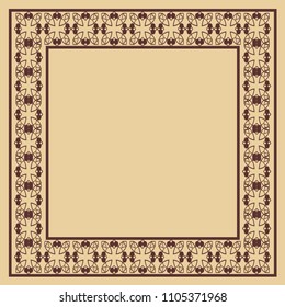 Vector vintage border frame with retro ornament pattern. Decorative design