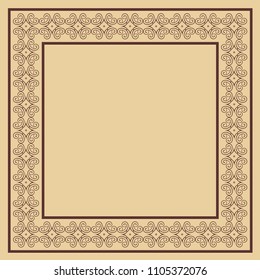 Vector vintage border frame with retro ornament pattern. Decorative design