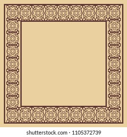 Vector vintage border frame with retro ornament pattern. Decorative design