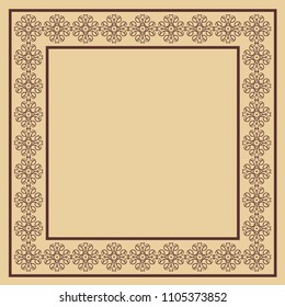 Vector vintage border frame with retro ornament pattern. Decorative design