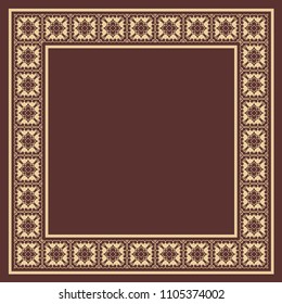 Vector vintage border frame with retro ornament pattern. Decorative design