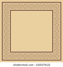 Vector vintage border frame with retro ornament pattern. Decorative design