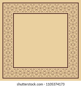 Vector vintage border frame with retro ornament pattern. Decorative design