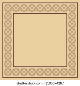 Vector vintage border frame with retro ornament pattern. Decorative design