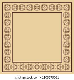 Vector vintage border frame with retro ornament pattern. Decorative design
