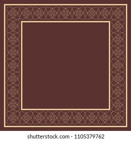 Vector vintage border frame with retro ornament pattern. Decorative design