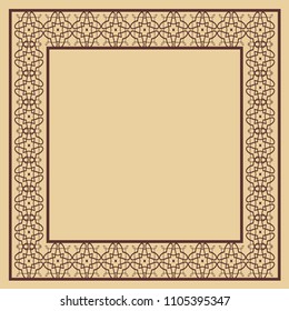 Vector vintage border frame with retro ornament pattern. Decorative design