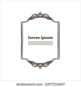 Vector vintage border frame with retro ornament decorative design