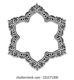 Vector vintage border frame. Retro ornament pattern. Decorative design