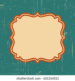 Vector vintage border frame with retro ornament pattern in antique style decorative design. Old fashion texture. Vintage Labels. Retro card and place for text.