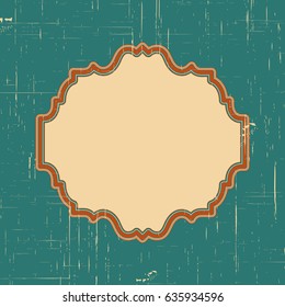 Vector vintage border frame with retro ornament pattern in antique style decorative design. Old fashion texture. Retro card and place for text.