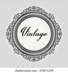 Vector vintage border logo frame engraving with retro ornament pattern in antique rococo style decorative design
