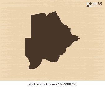 Vector vintage of Botswana map on old paper background.