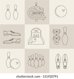 Vector vintage bowling icons