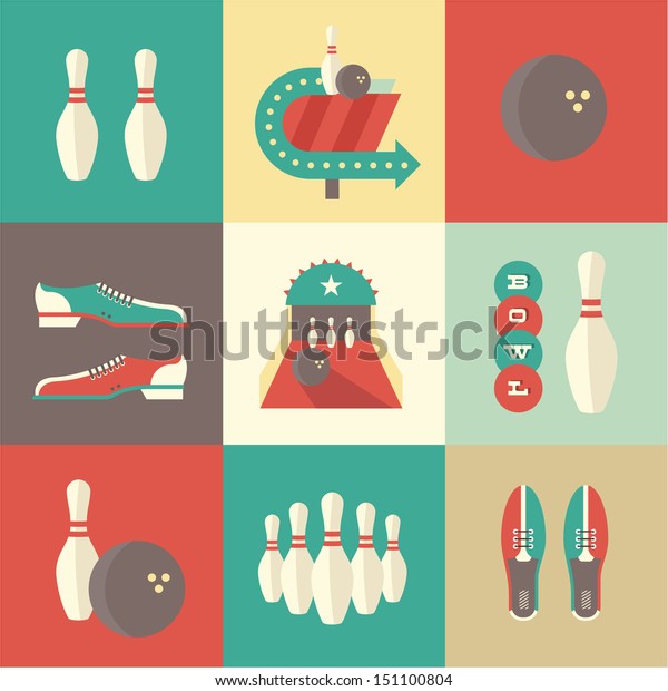 Vector vintage bowling\
icons