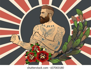 Vector Vintage Boxer Tattooed Gentleman