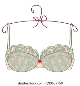 Vector vintage bra on white background