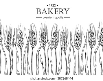 Vector vintage bread and bakery illustration. Hand drawn banner. Great for label, banner, flyer, card, business promote.