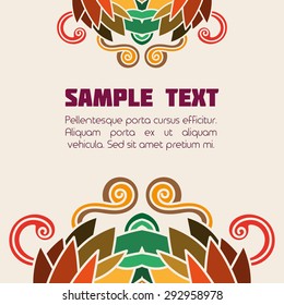 Vector vintage bright ethnic hand drawn doodle border. Document or presentation template. For web, cards, invitations, brochures.