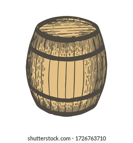 Vector vintage brown wooden barrel illustration vector