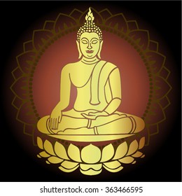 Vector vintage budda engraving with retro ornament pattern in antique rococo style decorative design