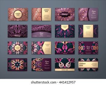 Vector Vintage Business Cards Big Set Stock Vector (Royalty Free) 435092230