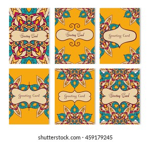 Vector vintage business cards big set. Islam, Arabic, Indian, ottoman motifs.