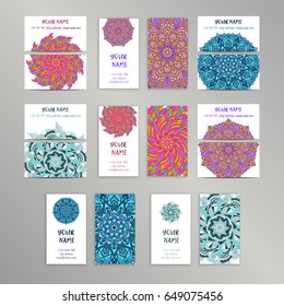 Vector vintage business cards big set. Oriental design Layout. Islam, Arabic, Indian, ottoman motifs.